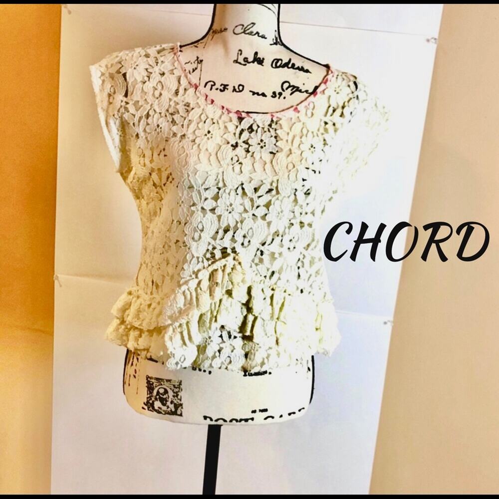 Cute CHORD Beautiful Ruffled Lace Top. Medium